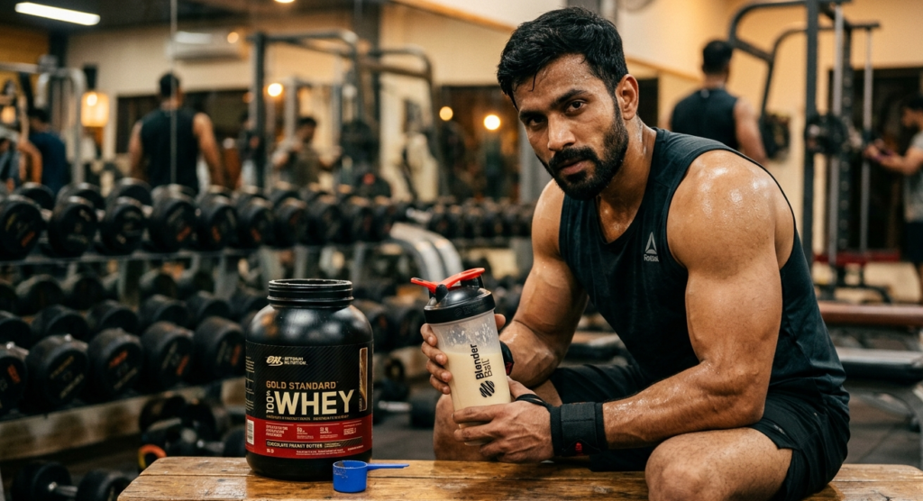 best protein powder in india dosage guide Indian athlete using protein shake post workout