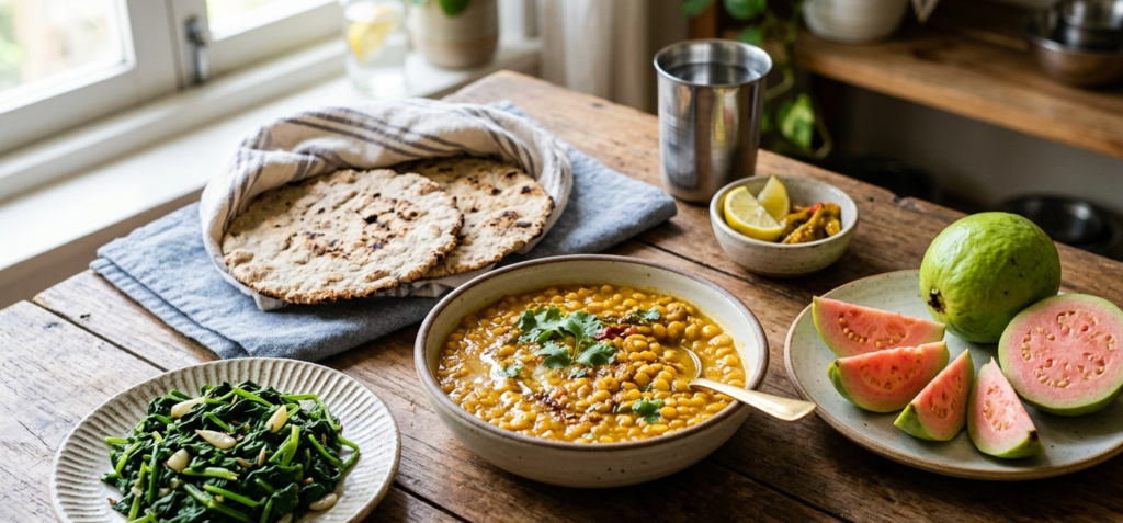 high fiber Indian foods for constipation including chana dal jowar roti and guava