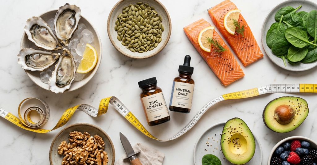 Foods and supplements that help how to increase sperm count naturally including zinc-rich foods, antioxidants, and omega-3 sources