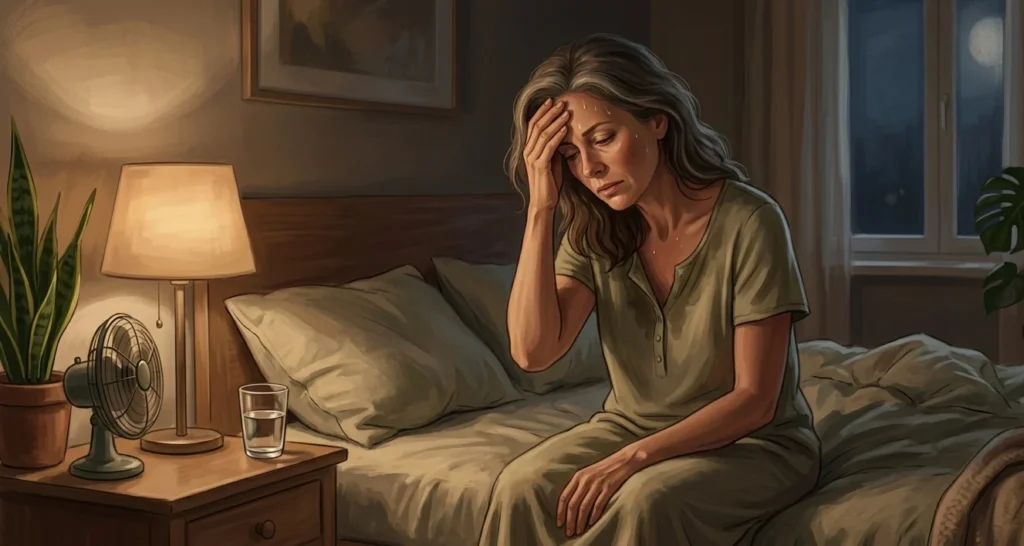 how to increase estrogen levels ,Woman experiencing symptoms of low estrogen levels including fatigue and night sweats