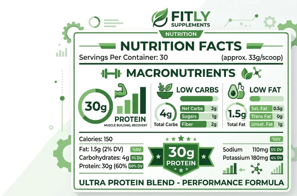 the whole truth whey protein isolate unflavoured, 
 Nutritional profile infographic of whey protein isolate unflavoured showing 30g protein per scoop