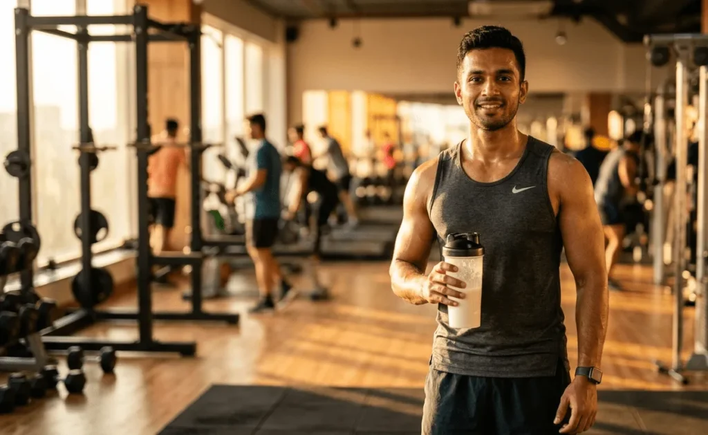 Athlete drinking The Whole Truth whey protein isolate unflavoured post-workout shake